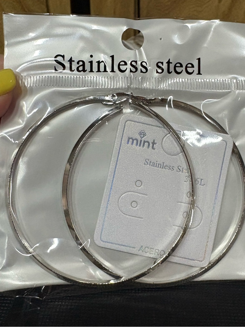 Mint Stainless Steel Large Silver Hoop Earrings NWT Thin Hoops Lightweight
